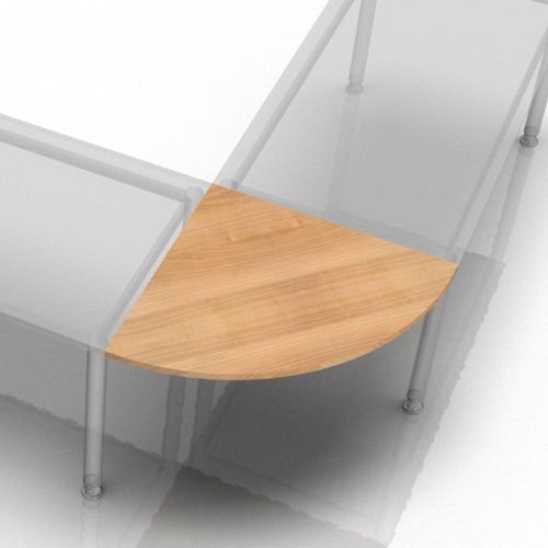 Verkettungsplatte Viertelkreis + Konsole 80x80cm Nussb/Grau