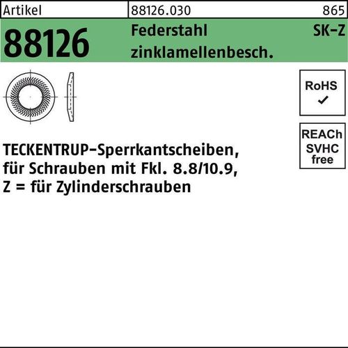 Teckentrup-Sperrkantscheiben C 60 flZnnc SKZ 16 flZn S 500 Stk