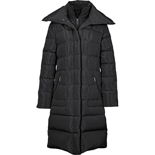 Daunenmantel HEINE, Damen, Gr. 34, schwarz, 100% Polyester, Füllung:70% Daunen, 30% Federn, unifarben, unifarben mit Farbeinsatz, unifarben mit Farbeinsätzen, Mäntel