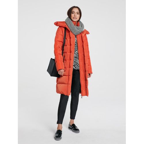 Daunenmantel HEINE, Damen, Gr. 48, orange, 100% Polyester, Füllung:70% Daunen, 30% Federn, unifarben, unifarben mit Farbeinsatz, unifarben mit Farbeinsätzen, Mäntel