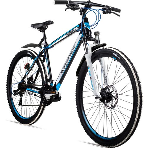Bergsteiger Canberra 29 Zoll Mountainbike, Aluminium Rahmen, Scheibenbremsen, Hardtail MTB mit Licht & Schutzblech, 21 Gang-Schaltung, Gabel-Federung