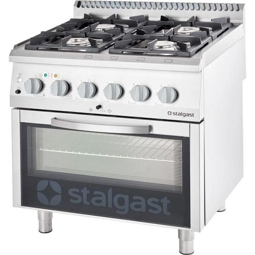 Gasherd 4 Brenner mit Elektrobackofen (GN 2/1) Serie 700 ND - G20, 4-Brenner (2x5+2x7)