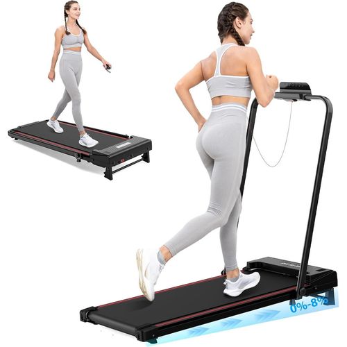 Laufbander Elektrischer 1400W Laufband, Bluetooth-Lautsprecher, 1-12km/h mit LCD-Bildschirm und Kalorienzähler, ultradünn und leise, für Heim/Büro