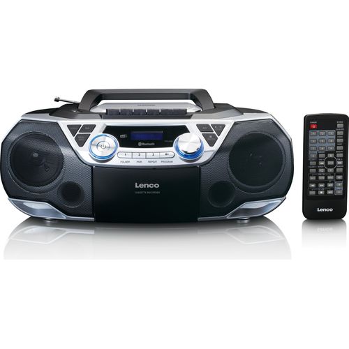 Lenco SCD-720SI - Tragbare XXL Boombox mit DAB+ / FM-Radio, Bluetooth®, CD-, USB- und Kasetten-Spieler - Silber