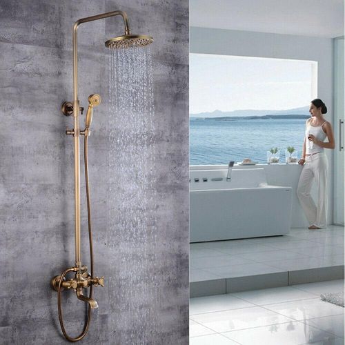 Duschset Regendusche Duschsystem mit Handbrause Duschkopf Kupfer Antik Messing Wannenmischer