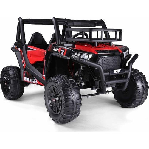 RIRICAR Elektroauto für kinder 24V UTV, rot, kinder elektroauto 2 sitzer mit 2,4 GHz Ferbedienung, 2 x 200 W Motor, Lithium-Akku, Eva-Räder, gepolsterter Sitz, USB, SD-Karte, elektrofahrzeug kinder ab 3-8 jahre