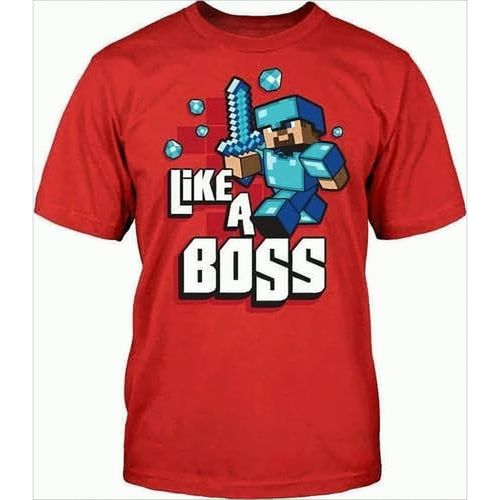 Minecraft Like A Boss Kinder T-Shirt 110/116 Rot