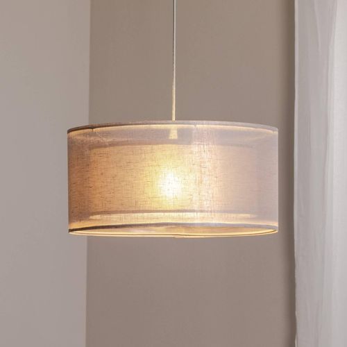 Hängeleuchte Duo Den Light, silbergrau, Ø 50 cm, Leinen, PVC