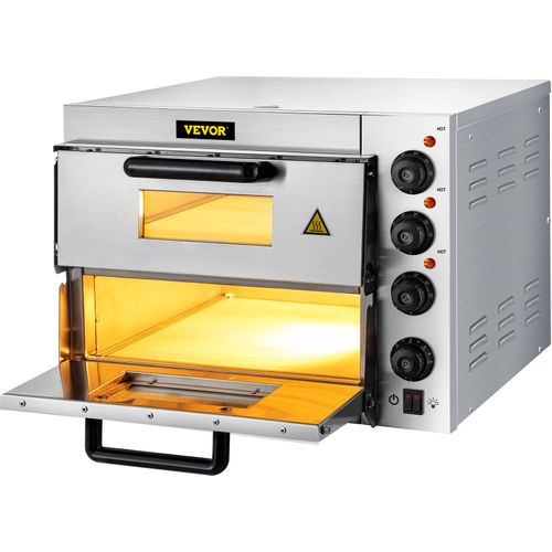 VEVOR Professioneller Pizzaofen, 36 cm groß Pizza Pizzabackofen, 3000 W Doppellagig Mini Pizzaofen Elektrisch, 50-350 ℃ Gastro Steinbackofen 220-240 V Gastro Backofen, Brot, Kuchen, Pasteten usw.