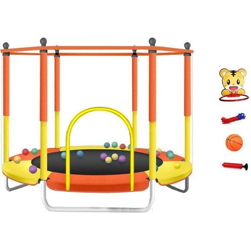 Kindertrampolin KIDS NT - 152 cm mit Schutznetz und Ausstattung orange