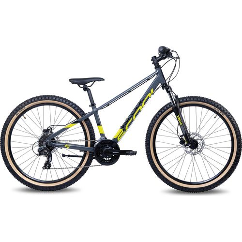 S'COOL Xroc disc 26 Zoll 24-Gang Altus RH35- Dark Grey/Lime | Kinderfahrrad | Jugendfahrrad | 26 Zoll | Mountainbike | Rahmenhöhe 35 | 24 Gang