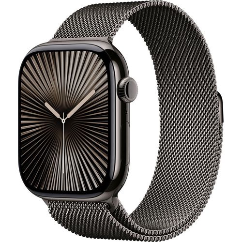 Apple Watch Series 10 GPS + Mobilfunk 46mm Schiefer Titanium mit Schiefer Milanese Loop M/L
