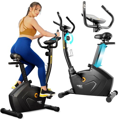 TREX SPORT Heimtrainer Fahrrad TX-550MB HYPER | Fitnessbike mit 16 Widerstandsstufen, LCD-Display, Bluetooth, Pulssensoren, Schwungrad 7kg | bis 120kg