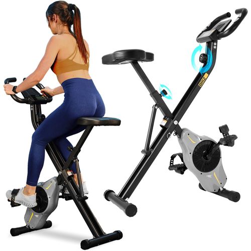 TREX SPORT Heimtrainer Fahrrad klappbar TX-340XB BRIZ | Fitnessbike Pulssensoren, 10 Stufen extrem leise, 6 Sitzhöhen, bis 100 kg | Grau