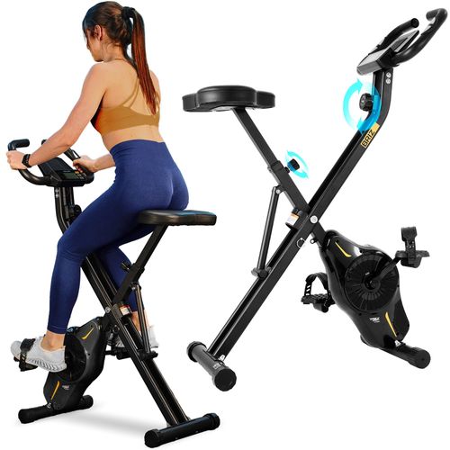 TREX SPORT Heimtrainer Fahrrad klappbar TX-340XB BRIZ | Fitnessbike Pulssensoren, 10 Stufen extrem leise, 6 Sitzhöhen, bis 100 kg | Schwarz