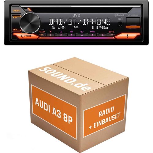 Autoradio Einbaupaket mit JVC KD-DB922BT passend für den Audi A3 8P Lenkradfernbedienung | Bluetooth Telefonieren Audiostreaming