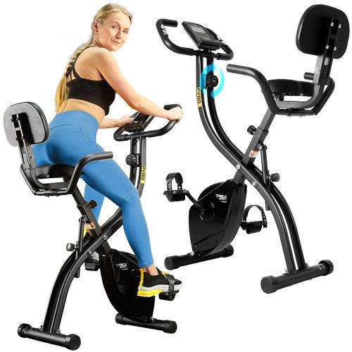 TREX SPORT Heimtrainer Fahrrad klappbar TX-360XB PYRO | Fitnessbike Pulssensoren, 10 Stufen extrem leise, 7 Sitzhöhen, bis 120 kg