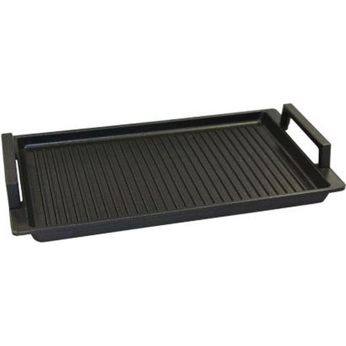Eurolux Premium Grillplatte mit Edelstahlgriffen 41 x 24 x 2,5 cm, gerillt