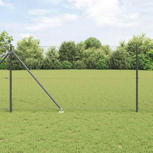 Zaun mit Pfosten Grau 1 x 50 m Stahl