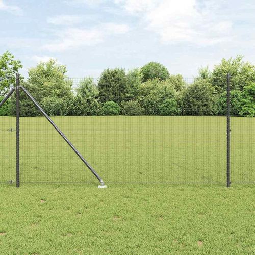 Zaun mit Pfosten Grau 1.2 x 50 m Stahl