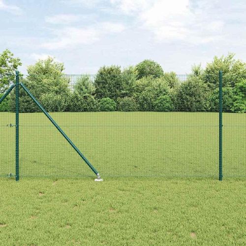 Zaun mit Pfosten Grün 1 x 25 m Stahl