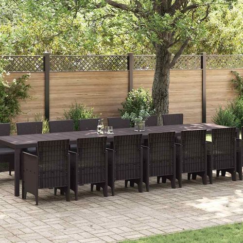 Garten Essgruppe 15 pcs Braun Groß Polyethylen Rattan