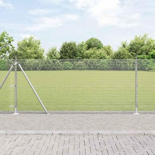 Zaun mit Pfosten Silber 0.8 x 10 m Stahl