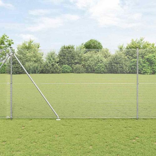 Zaun mit Pfosten Silber 1.6 x 10 m Stahl