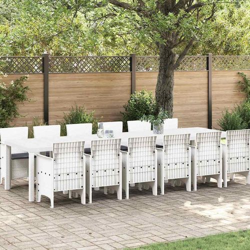 Garten Essgruppe 13 pcs Weiß Groß Rattan