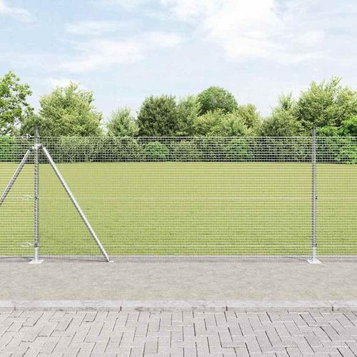Zaun mit Pfosten Silber 0.8 x 10 m Stahl