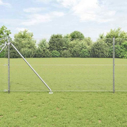 Zaun mit Pfosten Silber 0.8 x 10 m Stahl