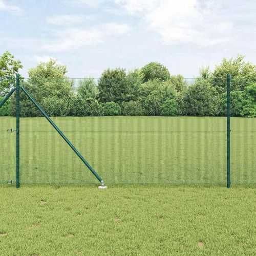 Zaun mit Pfosten Grün 1 x 25 m Stahl
