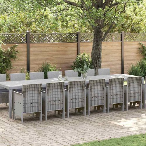 Garten Essbereich 15 pcs Hellgrau 14-Sitzer Rattan