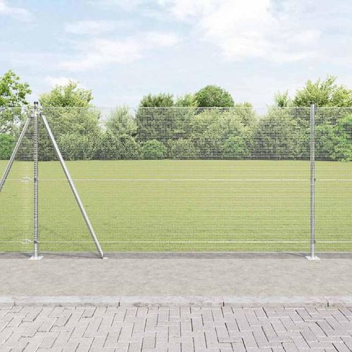 Zaun mit Pfosten Silber 1.2 x 25 m Stahl
