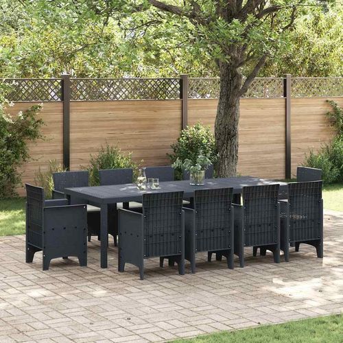 Garten Essgruppe 11 pcs Anthrazit 250 x 100 x 73 cm Poly-Rattan