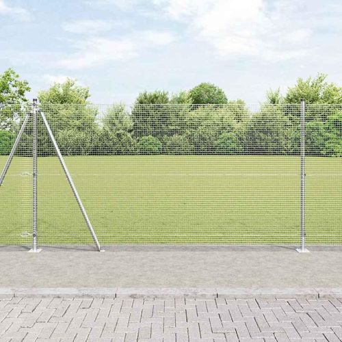 Zaun mit Pfosten Silber 1.2 x 50 m Stahl