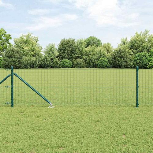 Zaun mit Pfosten Grün 0,8 x 100 m Stahl