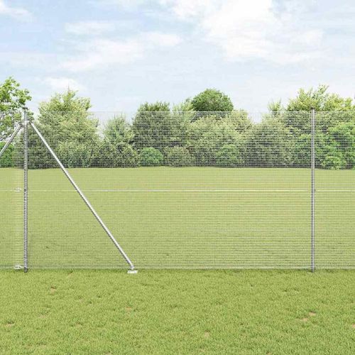 Zaun mit Pfosten Silber 1.6 x 25 m Stahl