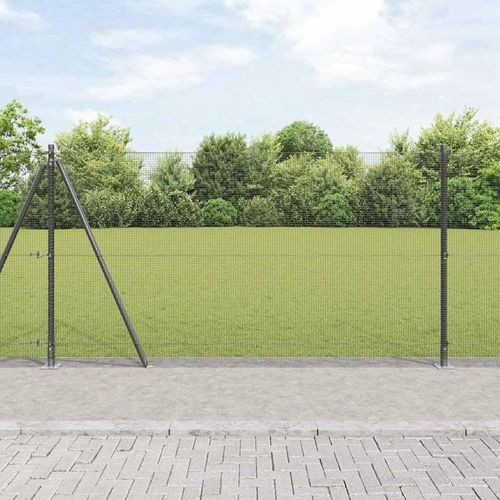 Zaun mit Pfosten Grau 1.2 x 25 m Stahl