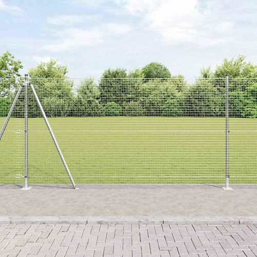 Zaun mit Pfosten Silber 1.2 x 50 m Stahl