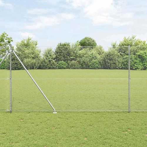 Zaun mit Pfosten Silber 1.6 x 10 m Stahl