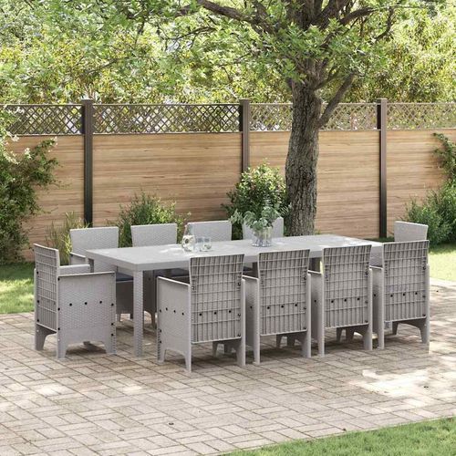 Garten Essgruppe 11 pcs Hellgrau 250 x 100 x 73 cm Poly-Rattan