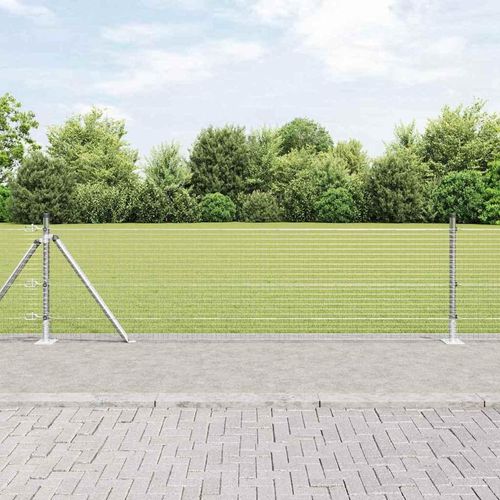 Zaun mit Pfosten Silber 0,6 x 100 m Stahl