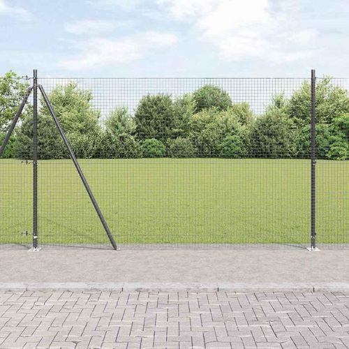 Zaun mit Pfosten Grau 1.6 x 10 m Stahl