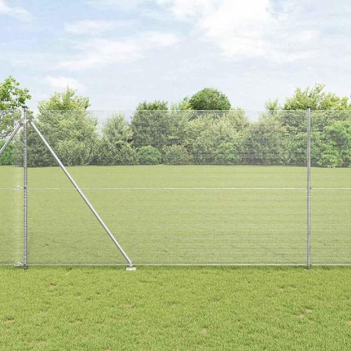 Zaun mit Pfosten Silber 1.5 x 50 m Stahl