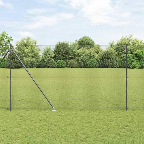 Zaun mit Pfosten Grau 1.5 x 10 m Stahl