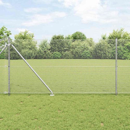 Zaun mit Pfosten Silber 1.4 x 50 m Stahl