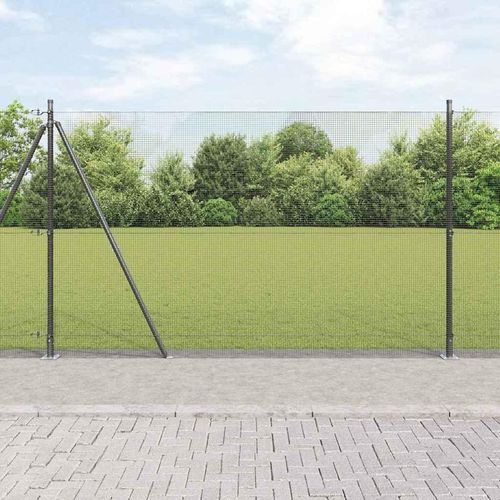 Zaun mit Pfosten Grau 1.5 x 50 m Stahl