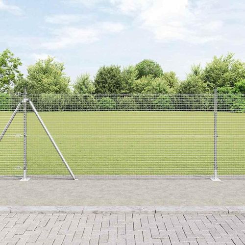 Zaun mit Pfosten Silber 0,8 x 100 m Stahl