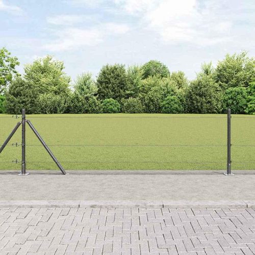 Zaun mit Pfosten Grau 0,4 x 25 m Stahl